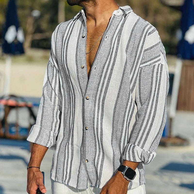 Black striped linen shirt