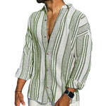 Green striped linen shirt