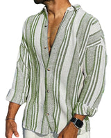 Green striped linen shirt