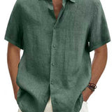 Men's Linen Short Sleeve Shirt in Green