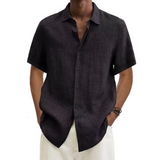Men's Linen Short Sleeve Shirt in Black