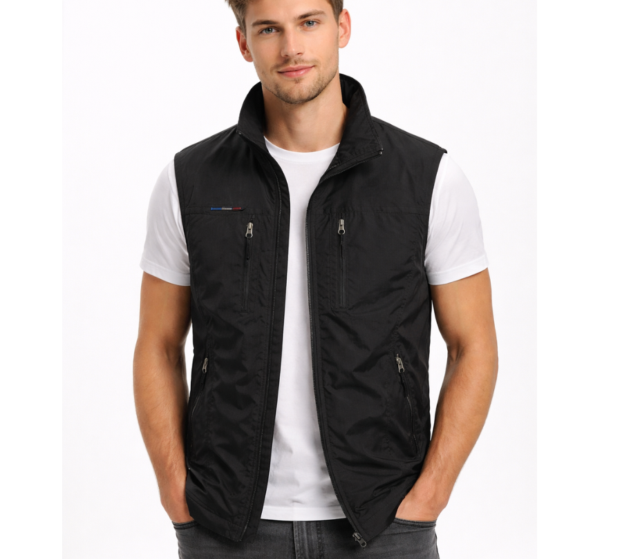 Black outdoor zip vest