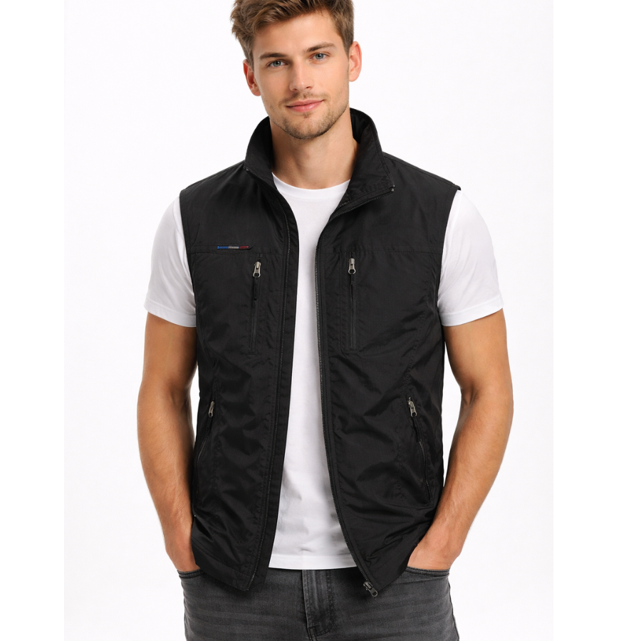 Black outdoor zip vest