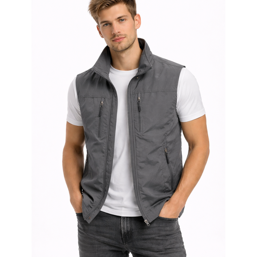 Grey outdoor zip vest