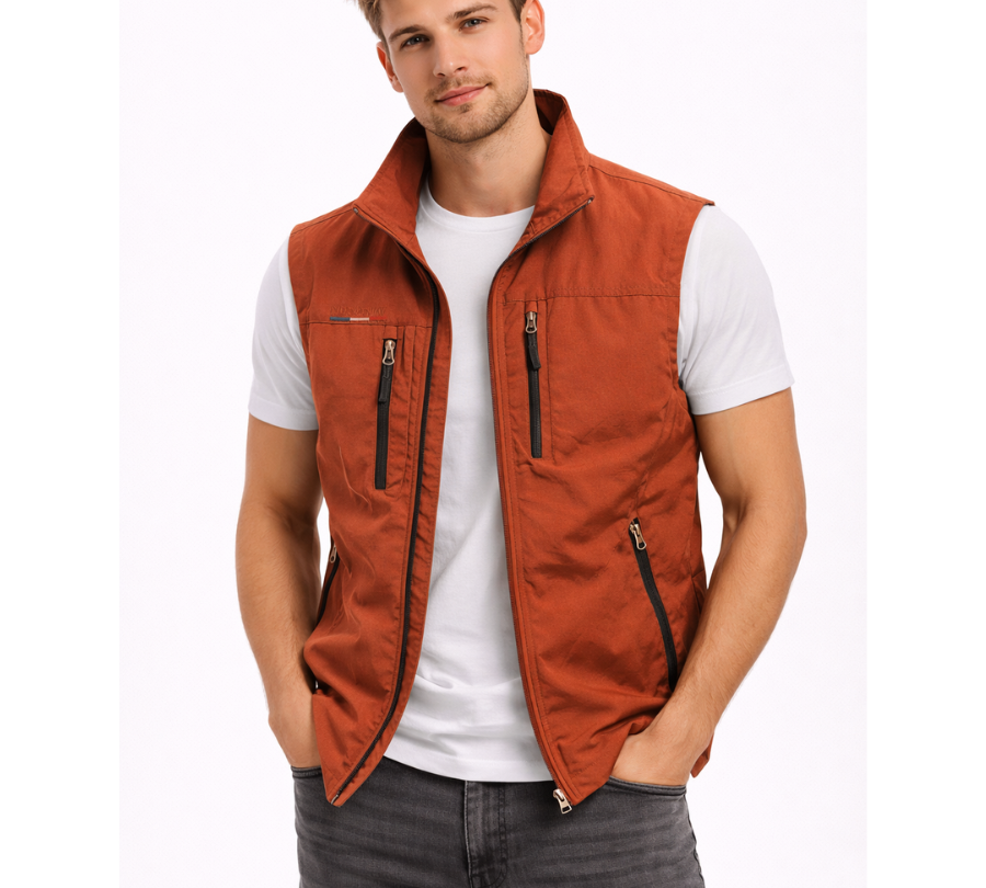 Red outdoor zip vest