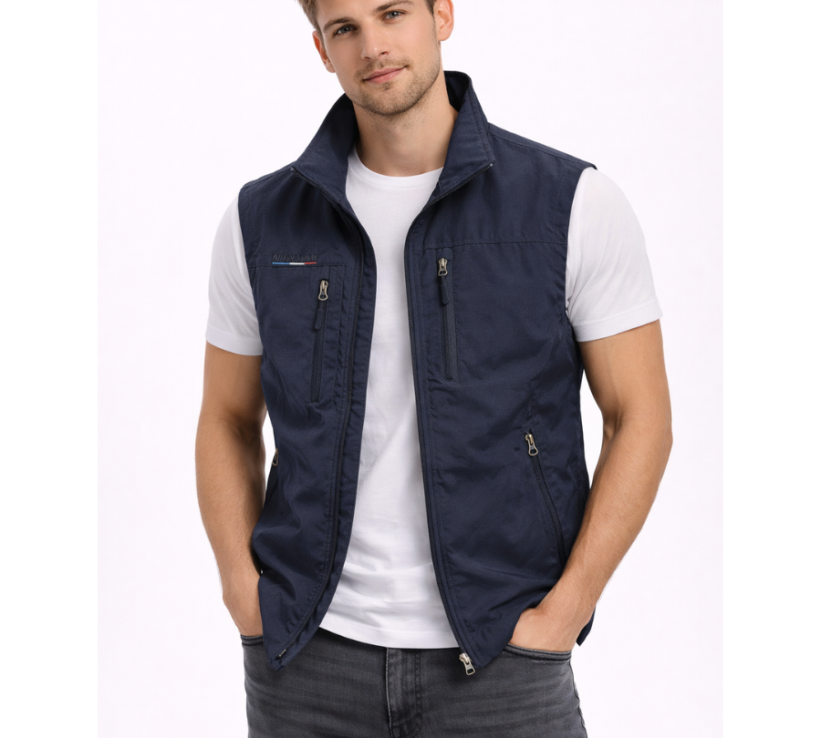 Navy outdoor zip vest