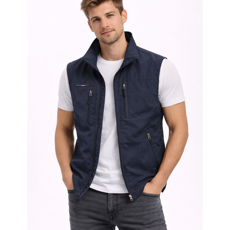 Navy outdoor zip vest