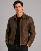 Herren Leder-Fliegerjacke mit Reißverschluss 0
