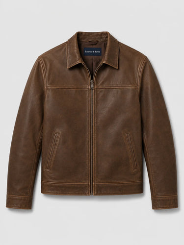 Herren Leder-Fliegerjacke mit Reißverschluss 2