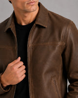 Herren Leder-Fliegerjacke mit Reißverschluss 3