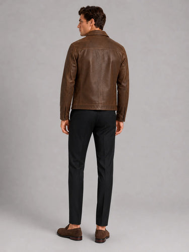 Herren Leder-Fliegerjacke mit Reißverschluss 4