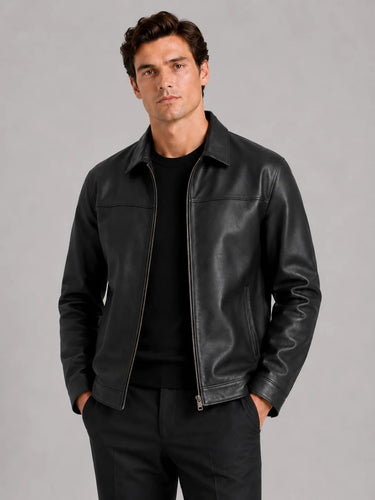 Herren Leder-Fliegerjacke mit Reißverschluss 6