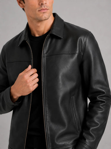 Herren Leder-Fliegerjacke mit Reißverschluss 8