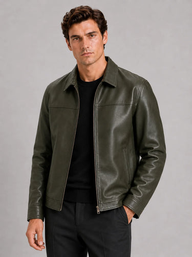 Herren Leder-Fliegerjacke mit Reißverschluss 9