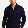 Herren Strickpullover mit Zopfmuster und Reißverschluss am Kragen für Frühling 0