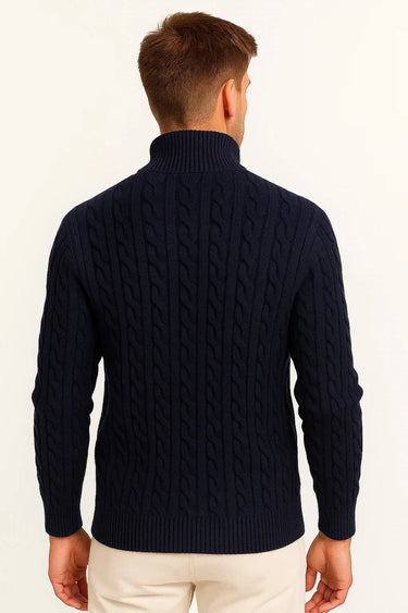 Herren Strickpullover mit Zopfmuster und Reißverschluss am Kragen für Frühling 4