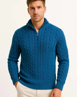 Herren Strickpullover mit Zopfmuster und Reißverschluss am Kragen für Frühling 5