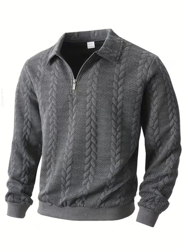 Herren Zopfmuster Pullover mit Reißverschlusskragen 10