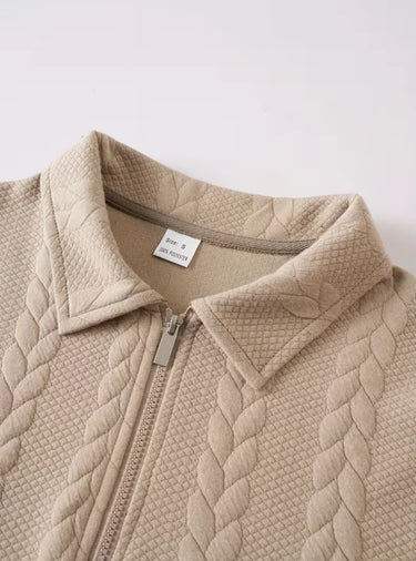 Herren Zopfmuster Pullover mit Reißverschlusskragen 4