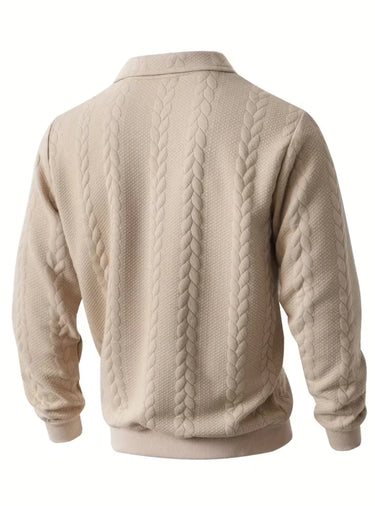 Herren Zopfmuster Pullover mit Reißverschlusskragen 5