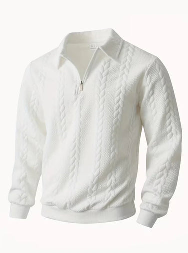 Herren Zopfmuster Pullover mit Reißverschlusskragen 6