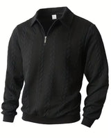 Herren Zopfmuster Pullover mit Reißverschlusskragen 8