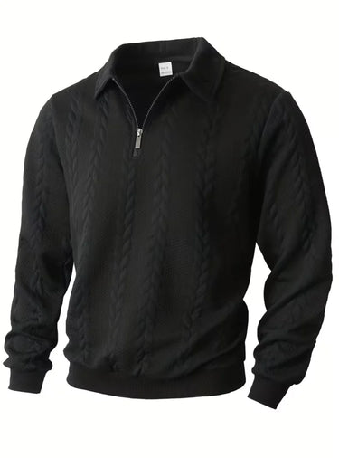 Herren Zopfmuster Pullover mit Reißverschlusskragen 8