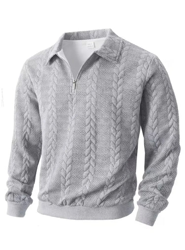 Herren Zopfmuster Pullover mit Reißverschlusskragen 9
