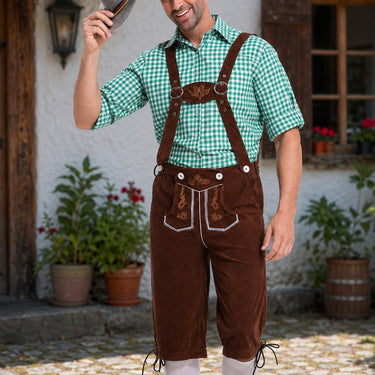 Herren Oktoberfest Latzhosen-Set | Retro Traditionelles Trachten-Set