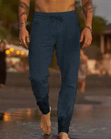 Dark blue wide-leg summer pants