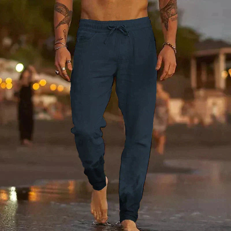 Dark blue wide-leg summer pants