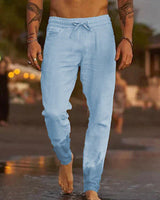 Light blue wide-leg summer pants