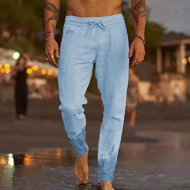 Light blue wide-leg summer pants