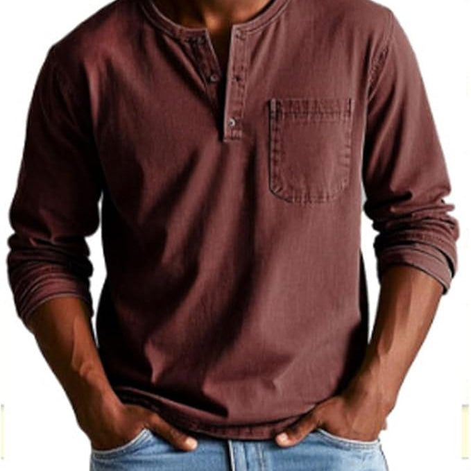 Langarm-Henley Herren | Knopfleiste, Sportlich-Elegant