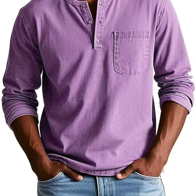 Langarm-Henley Herren | Knopfleiste, Sportlich-Elegant