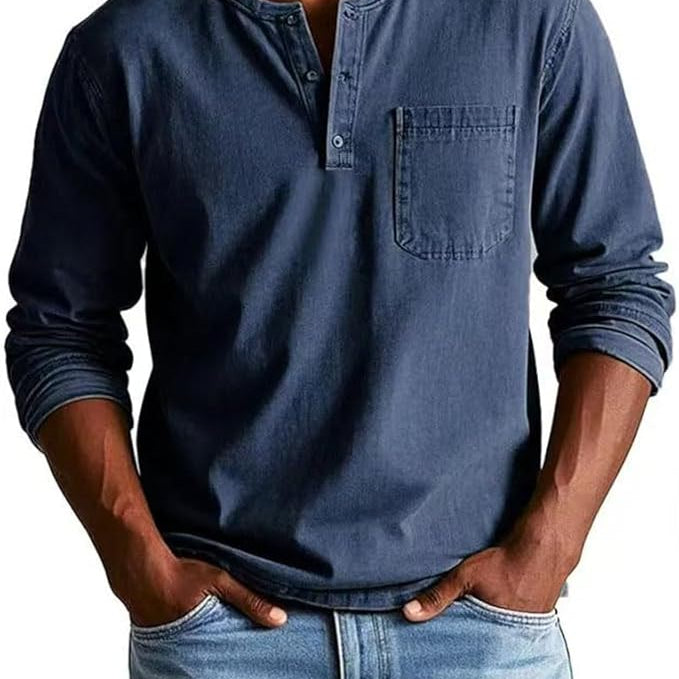 Langarm-Henley Herren | Knopfleiste, Sportlich-Elegant