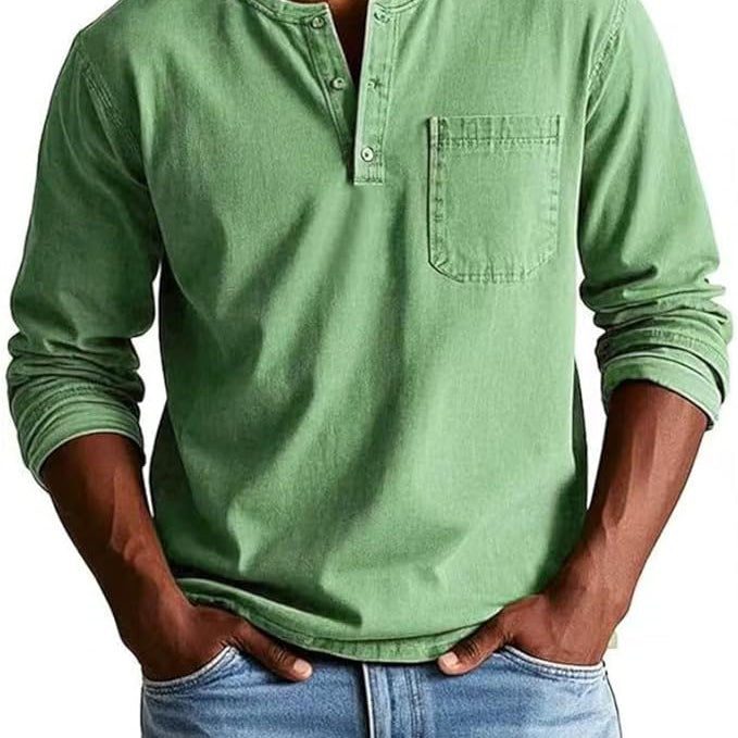 Langarm-Henley Herren | Knopfleiste, Sportlich-Elegant