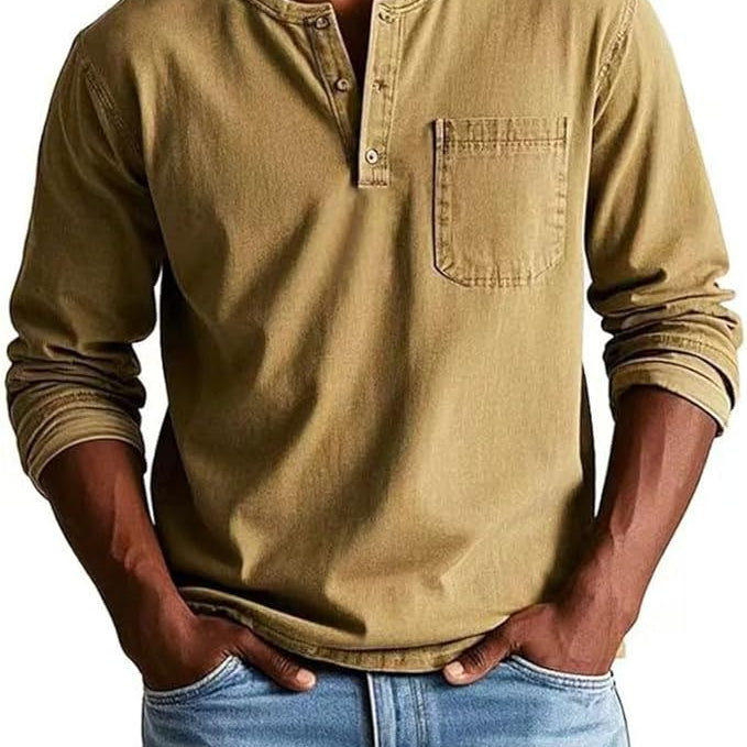 Langarm-Henley Herren | Knopfleiste, Sportlich-Elegant