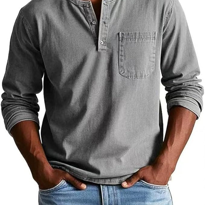 Langarm-Henley Herren | Knopfleiste, Sportlich-Elegant