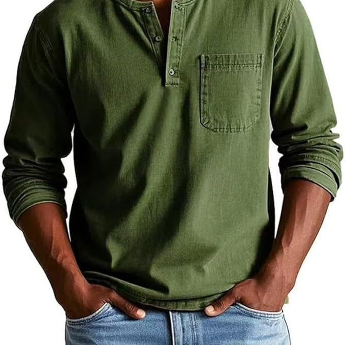 Langarm-Henley Herren | Knopfleiste, Sportlich-Elegant