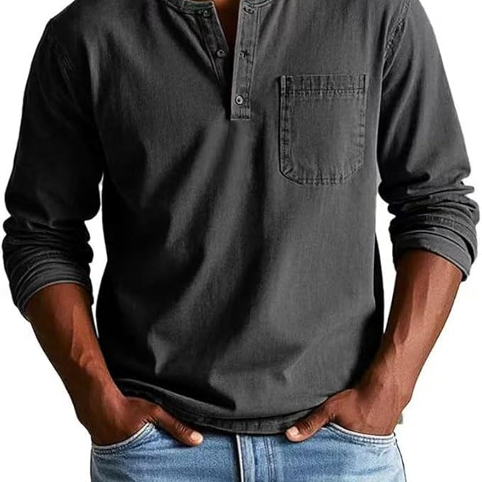 Langarm-Henley Herren | Knopfleiste, Sportlich-Elegant