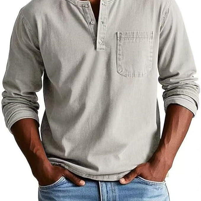 Langarm-Henley Herren | Knopfleiste, Sportlich-Elegant