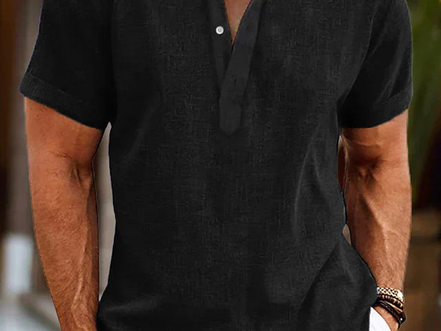 Men's Linen Shirt in Black