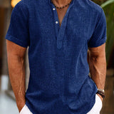 Men's Linen Shirt in Navy