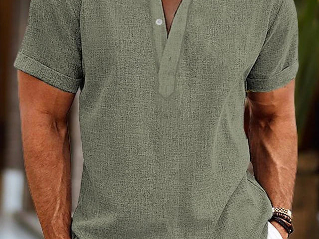 Men's Linen Shirt in Green