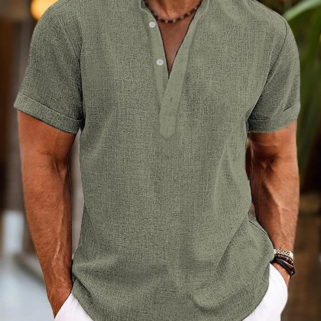 Men's Linen Shirt in Green