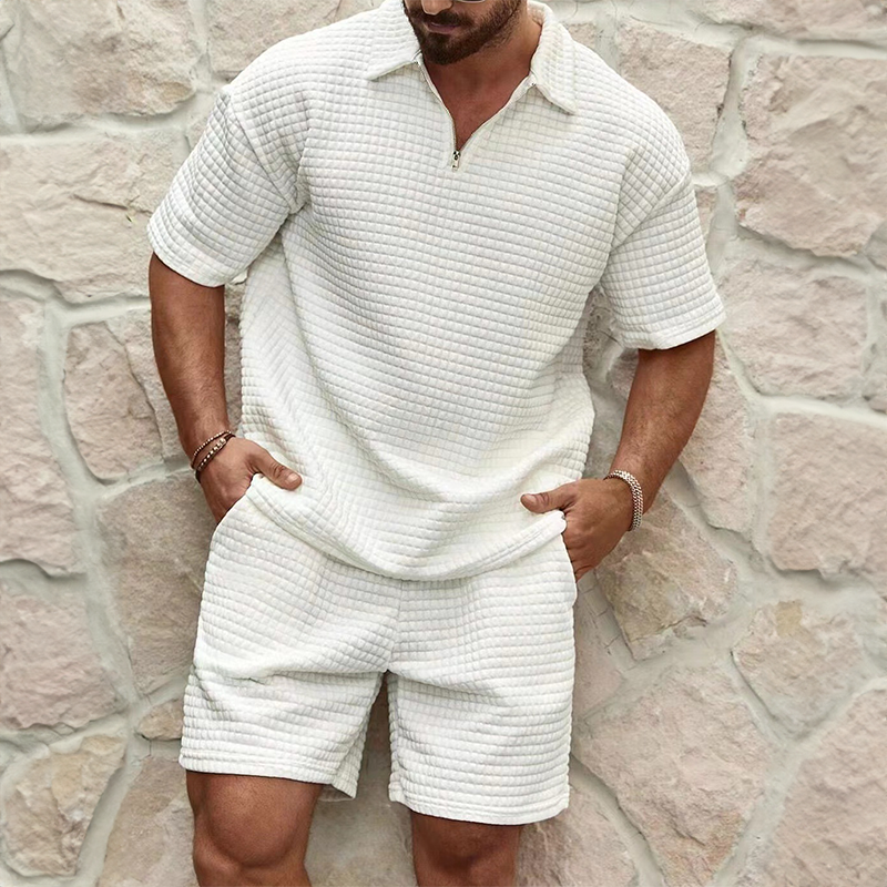 Men's Waffle Knit Set in White