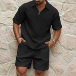 Men's Waffle Knit Set in Black