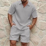 Men's Waffle Knit Set in Gray
