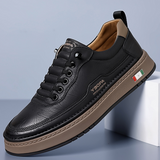 Black refined leather sneakers